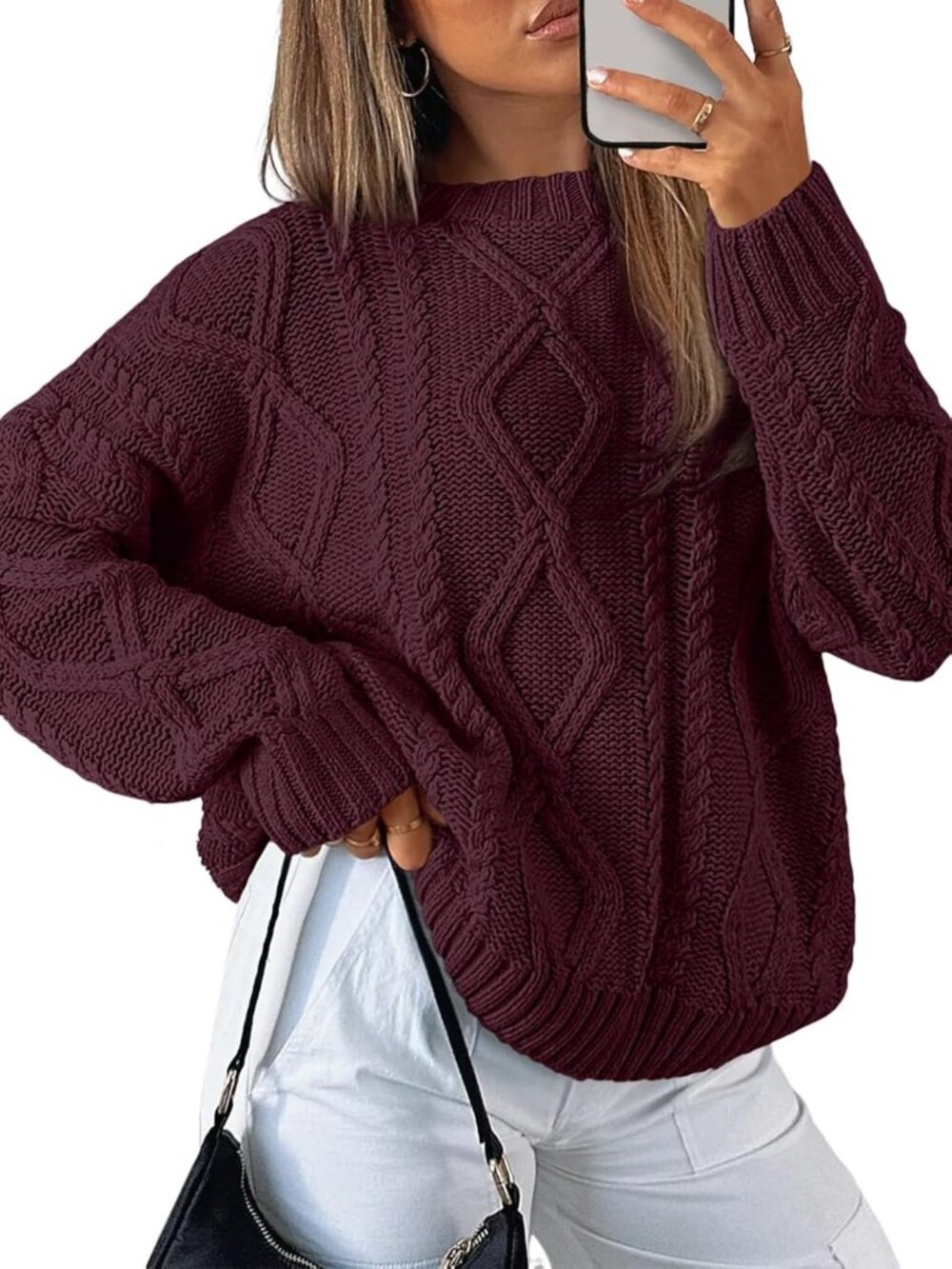 Chic Oversized Cable Knit Sweater for Women | Trendy Fall Outfit 2026